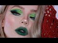 green glam makeup tutorial / holiday look 2018