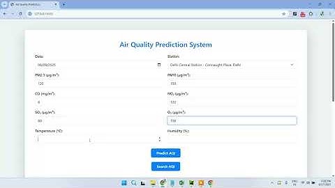 Air Quality Prediction using Python ML | FInal Year Project 2025