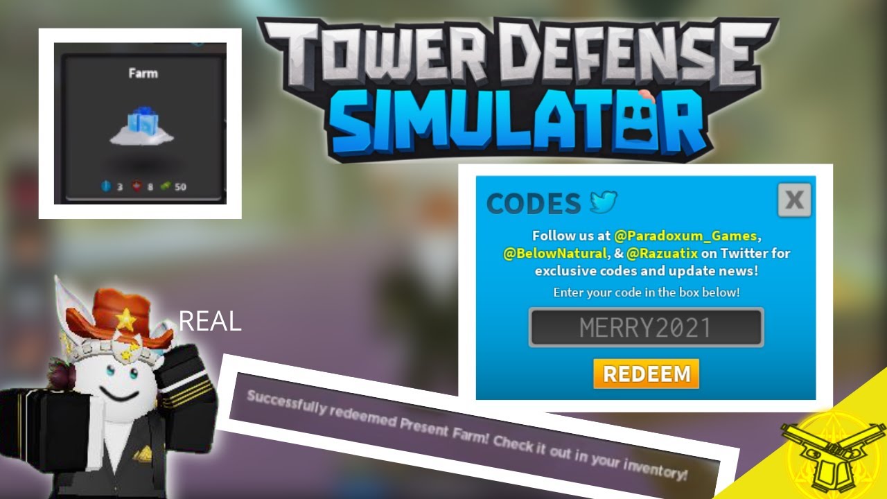 REDEEMING THE NEW TDS CODE + NEW FARM SKIN Tower Defense Simulator