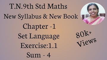 T.N.9th std maths  Exercise:1.1 Sum - 4 1 | Set Language.
