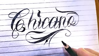 How to draw Word Chicano in chicano lettering style