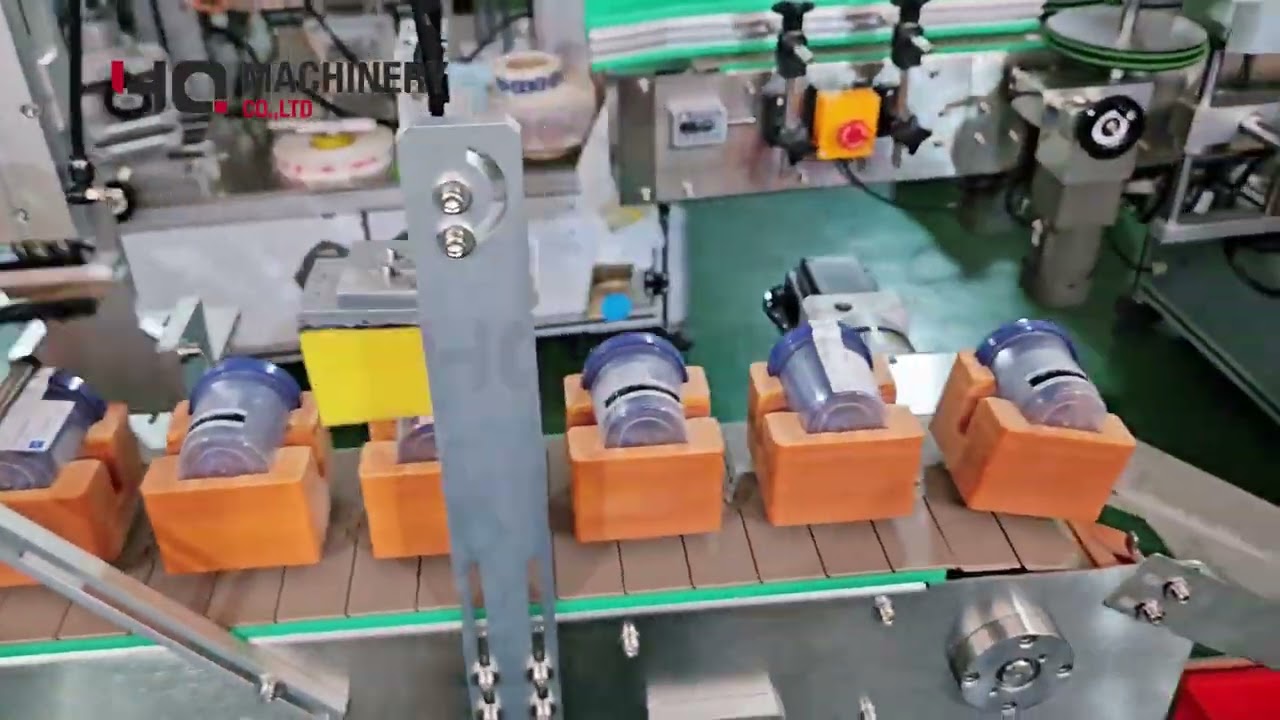 top and wrap around labeling machine for tapered jars 