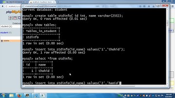 Simple SQL query in WAMP Server create database, table, CURD operation