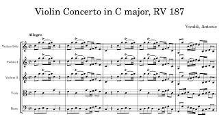 Vivaldi: Violin Concerto in C Major, RV 187 {Score video}