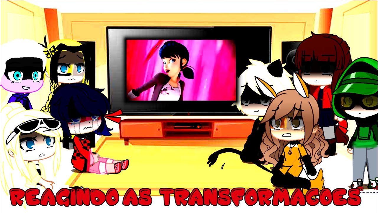 Personagens de miraculous ledybug reagindo as  transformações
