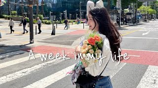 Vlog • 유치원교사브이로그 | 남대문꽃시장에서 꽃사기 🌷| 생화케이크 만들기 🍰 | 남산한옥마을 카페 | 저렴한 가다실9가💉 | 평일 청계천 산책 🖤 | 엄마생신파티🎉