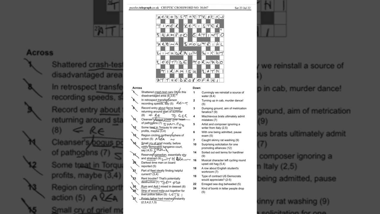 Daily telegraph Prize crossword 30047 answers and walkthrough ...