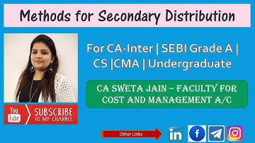 Methods for Secondary Distribution (Overheads), By CA Sweta Jain | CA Inter | CS | B.com | BBA | CMA