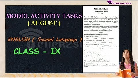 Model Activity Task English (ইংরাজী) Class 9  Part-5, August 2021,Second Series//WBBSE