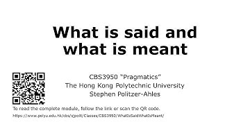 CBS3950 (Pragmatics): What is said and what is meant