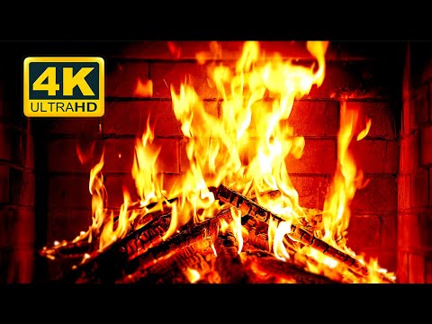 Cozy Fireplace 4K . Fireplace With Crackling Fire Sounds. Fireplace Burning 4K