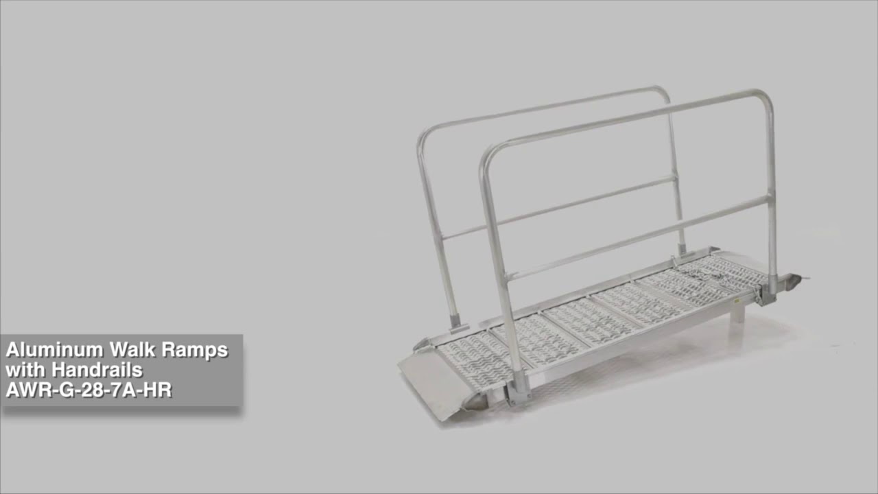 Vestil AWR-G-28-7A-HR Aluminum Grip-Strut Walk Ramps with Handrail