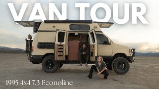 VAN TOUR | Young Couple Builds Luxury Off Road  Off Grid 4x4 7.3 Ford Econoline