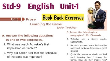 9th English Learning the Game book back answers | 9th Std English Unit 1 Prose question answers