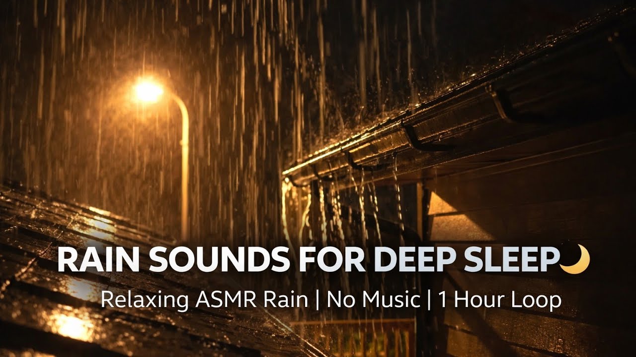 Rain Sounds for Deep Sleep 🌙 Relaxing ASMR Rain | No Music | 1 Hour Loop