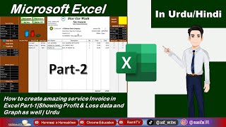 How to create an amazing service Invoice in Excel Part-2||Showing Profit&Loss || Graph as we in Urdu