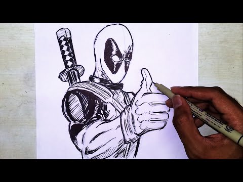 Deadpool Drawing And Inking - Marvel | Superhero drawing