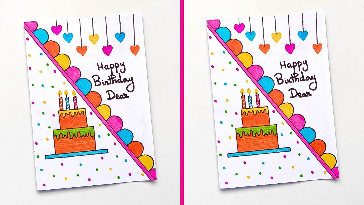 Happy Birthday Greeting Card | Easy and Simple Birthday Card Idea | How ...