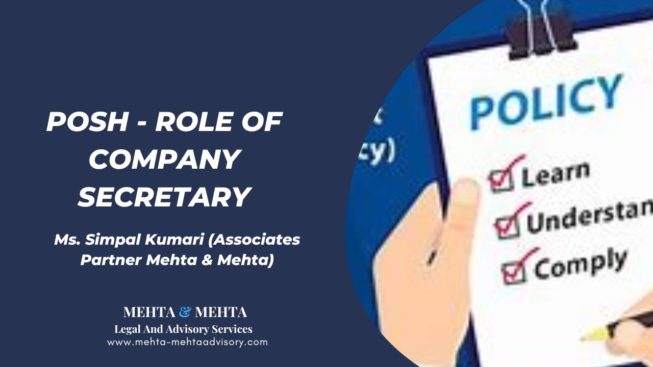 POSH - Role of Company Secretary | Webinar | Mehta & Mehta