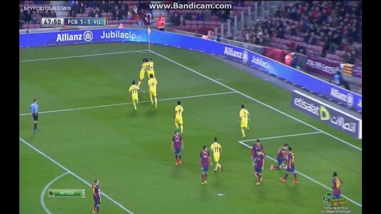 Barcelona 1-1 Villarreal Musacchio equaliser Live Soccer TV