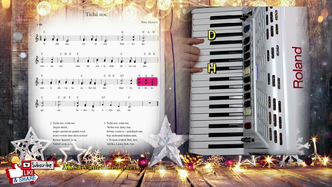 Ako hrať Tichá noc 🌲 Tutorial 🌟 Akordeon
