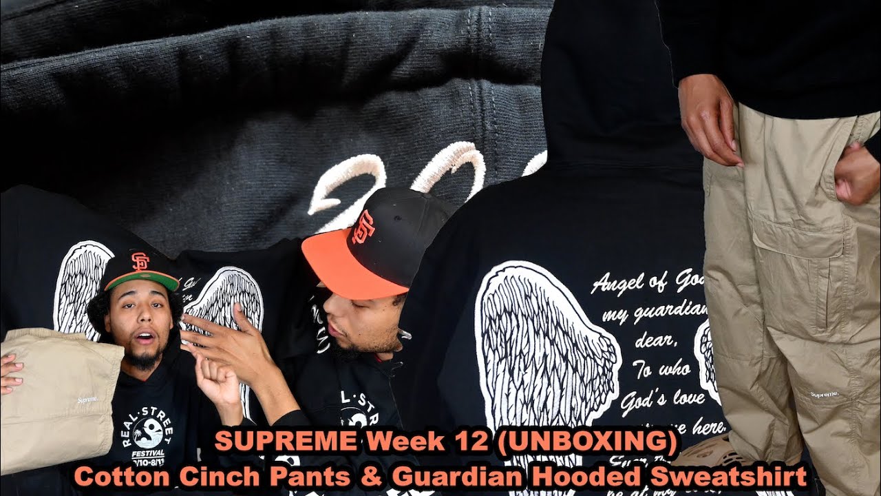 Week 12 FW21 Supreme Cotton Cinch Pant Tan & Supreme Guardian Hooded  Sweatshirt (UNBOXING & TRY ON)