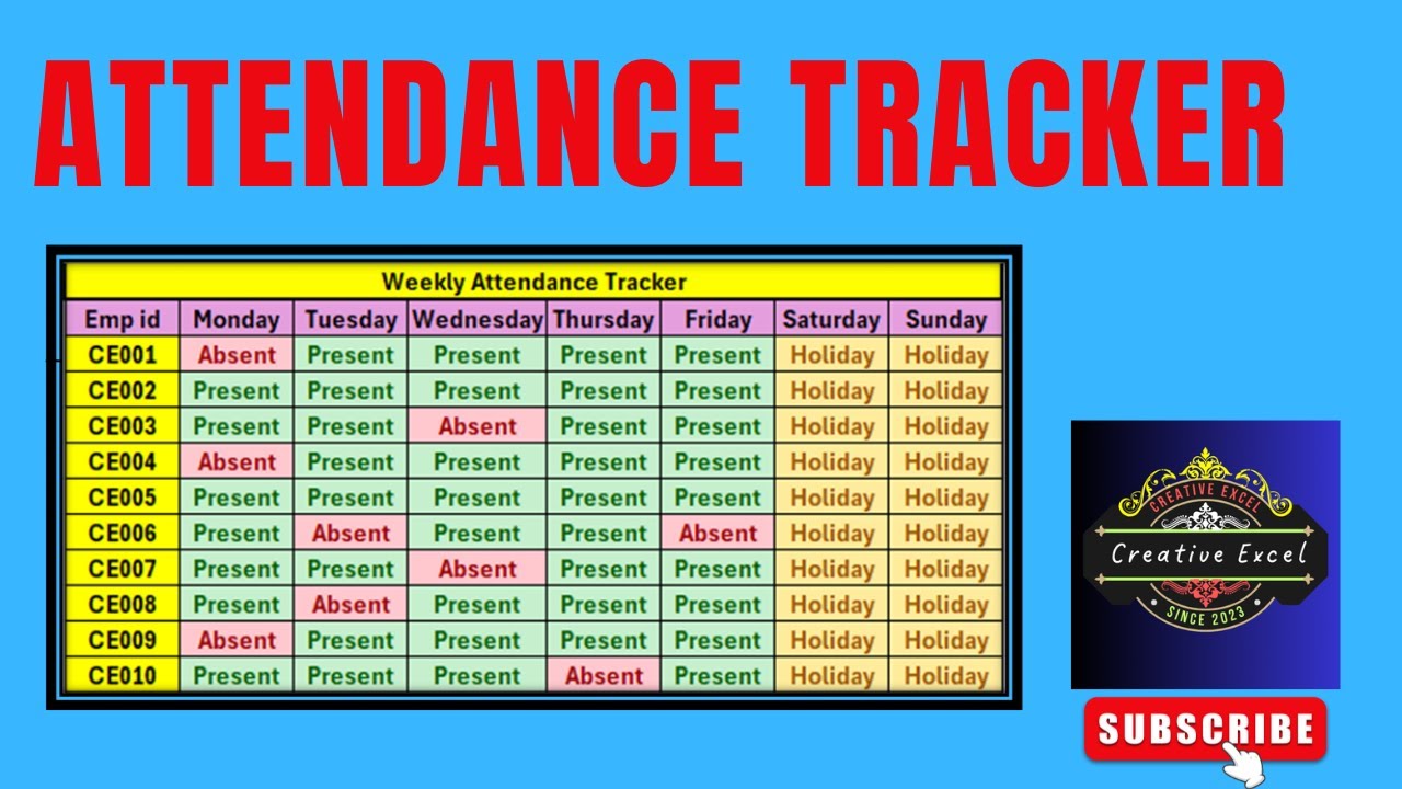 🔥How to Create Attendance Tracker in Excel🔥 - YouTube