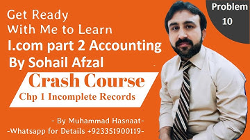 Account from incomplete records Problem #10 ( I.com Part 2 - Sohail Afzal) Whatsapp for Free Classes