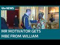 Mr Motivator beams with joy as he receives MBE from Prince William at Windsor Castle | ITV News