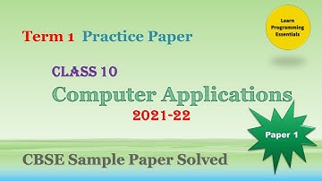 Class 10 Computer Applications CBSE #samplepaper  Solution 2021-22 Term 1 MCQ #computerapplications