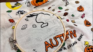 スヌーピー刺繍61号②秋のタペストリー デアゴスティーニ - YouTube