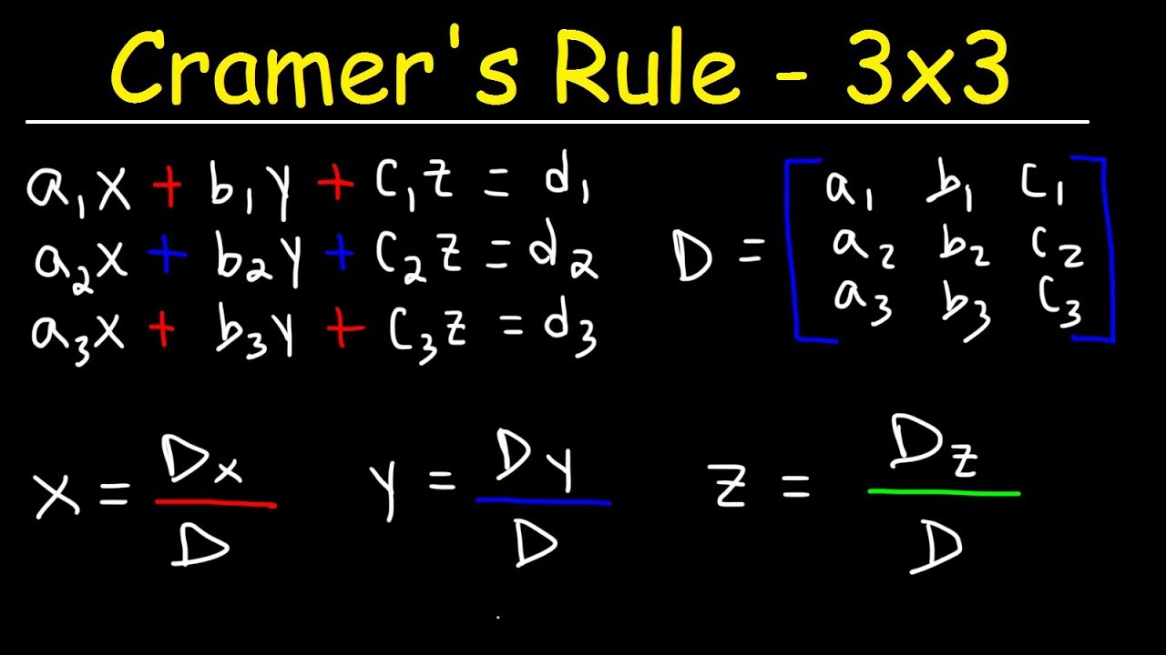 ⁣Cramer's Rule - 3x3 Linear System