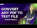 Convert any pdf file to text file | python project for beginners| python project tutorial