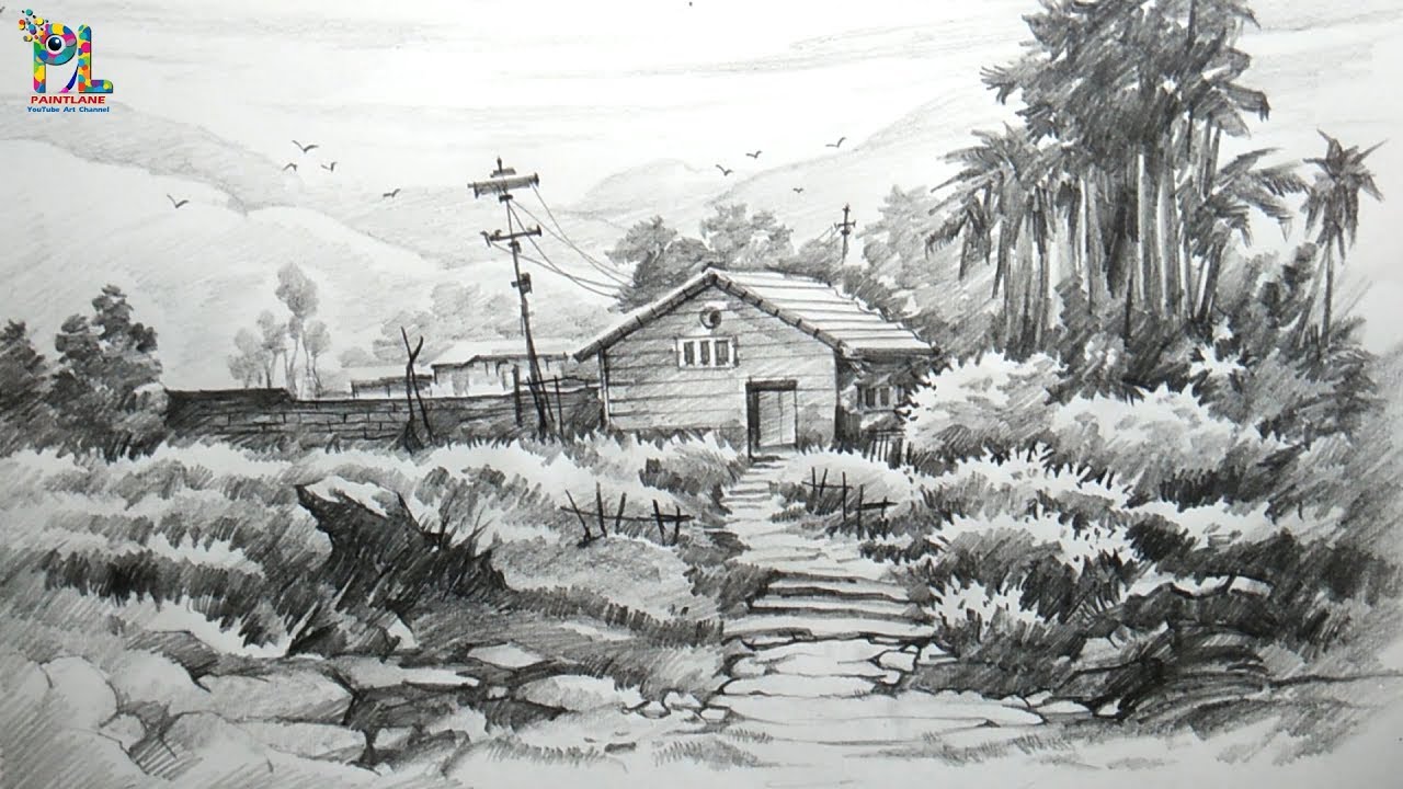 Featured image of post Simple Landscape Drawing Sketch / With a 4h pencil, lightly sketch a rectangle for the basic shape of love the simple step by step instructions.