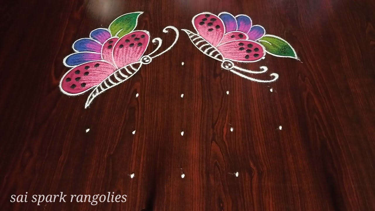 beautiful butterfly rangoli | latest creative kolangal | simple rangoli @saisparkrangolies