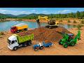 JCB 5CX Fully Loading Sand Mahindra Swaraj Tractor Tipper Accident Pulling Jcb Crane Kids Cartoons