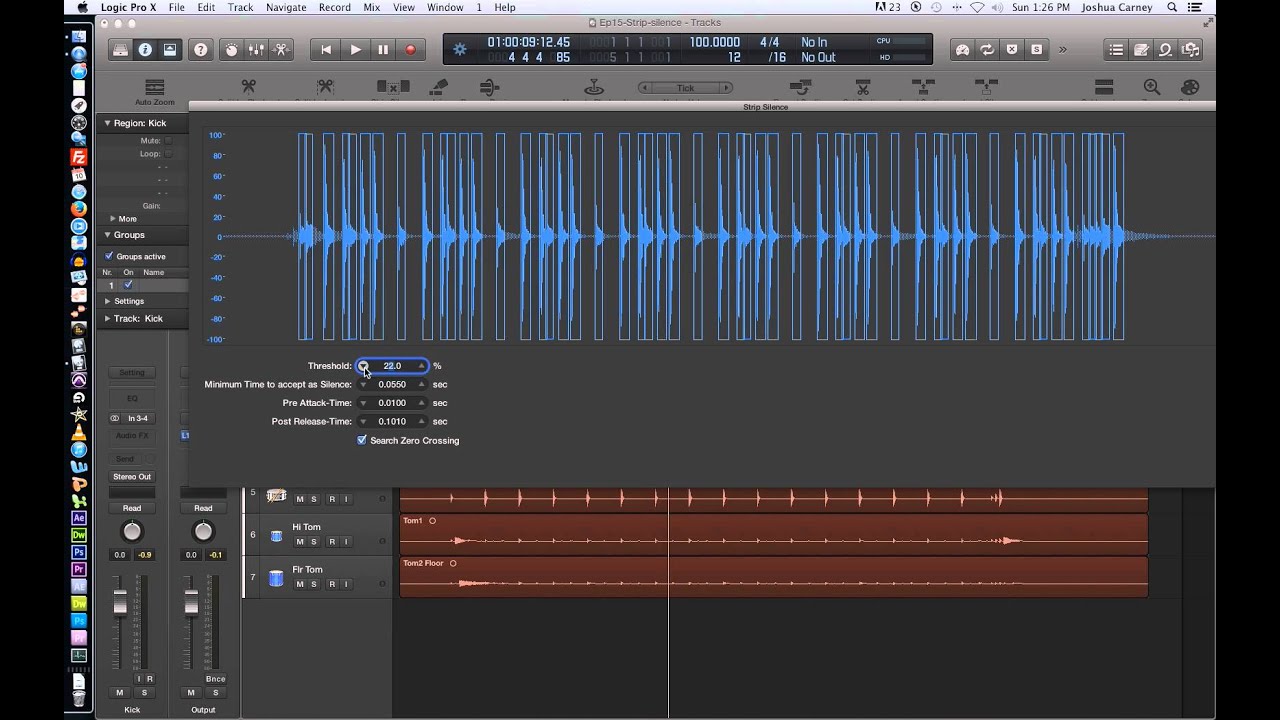 Logic Pro X - Video Tutorial 15 - Strip Silence