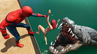 GTA 5 Water Ragdolls | SPIDERMAN vs Alligator ep.9 (Flooded City)