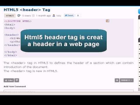 HTML5 Tutorial : HTML5 header tag