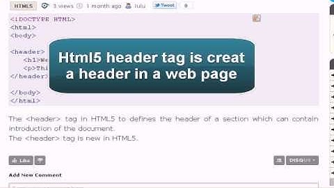 HTML5 Tutorial : HTML5 header tag