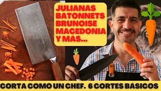 Como cortar con un cuchillo de chef. Corta como un profesional : Julianas y brunoise