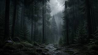 6 Hours Rain Through Pine Forest • Dark Ambient Sleep Music • Stress Relief