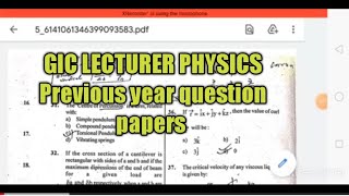 gic lecturer physics||previous year question papers||