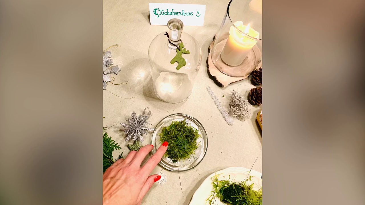 3. DIY Winterdeko - Glasglocken /декорация под стеклянными колпаками