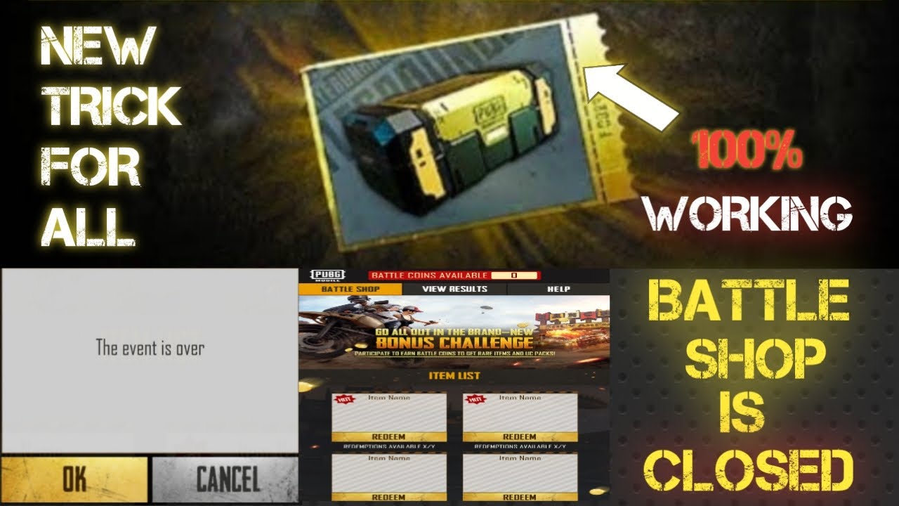 PUBG MOBILE FREE PREMIUM CRATE TRICK | BATTLE COIN REDEEM PROBLEM | BATTLE COIN SHOP CLOSED.