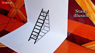 How to Draw 3D Stairs illusion Drawing 3D trick art Drawing ll abiO art