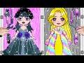 [🐾paper diy🐾] Black vs Rainbow Rapunzel Doll Makeover | Rapunzel Compilation How To Fix The Doll