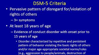 Symptoms of Antisocial PD