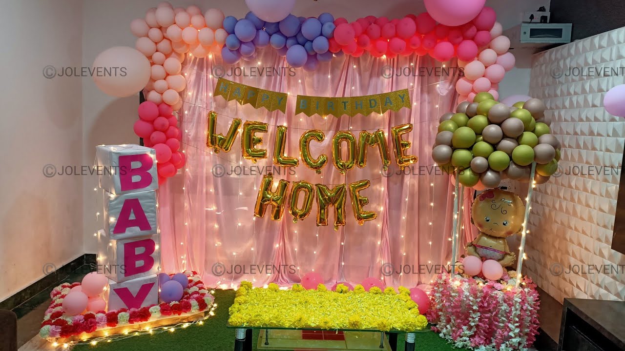 Grand welcome home decoration for new born baby girl, Balloon ...