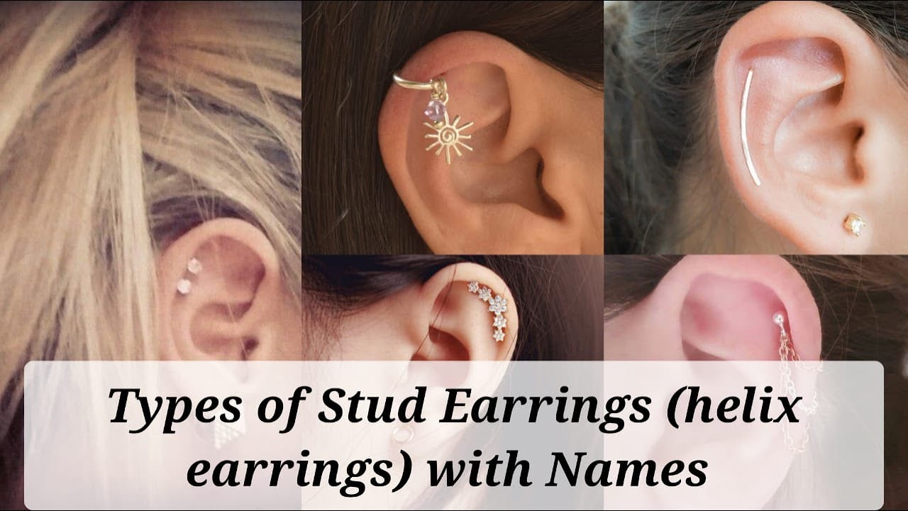 Types of helix earrings (upper ear studs) for girls ✨ with names || Stylin' Net